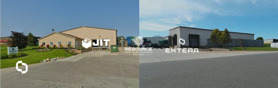 Image showcasing the facilities of JIT Containers and Extera, representing the beginning and how far Extera has come, overcoming logistic challenges through innovative material handling and recycling solutions.