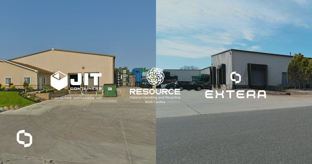 Image showcasing the facilities of JIT Containers and Extera, representing the beginning and how far Extera has come, overcoming logistic challenges through innovative material handling and recycling solutions.